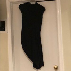 Helmut Lang black bodycon asymmetrical dress sz S